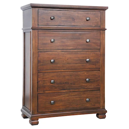 Solid Wood Five Drawer Chest